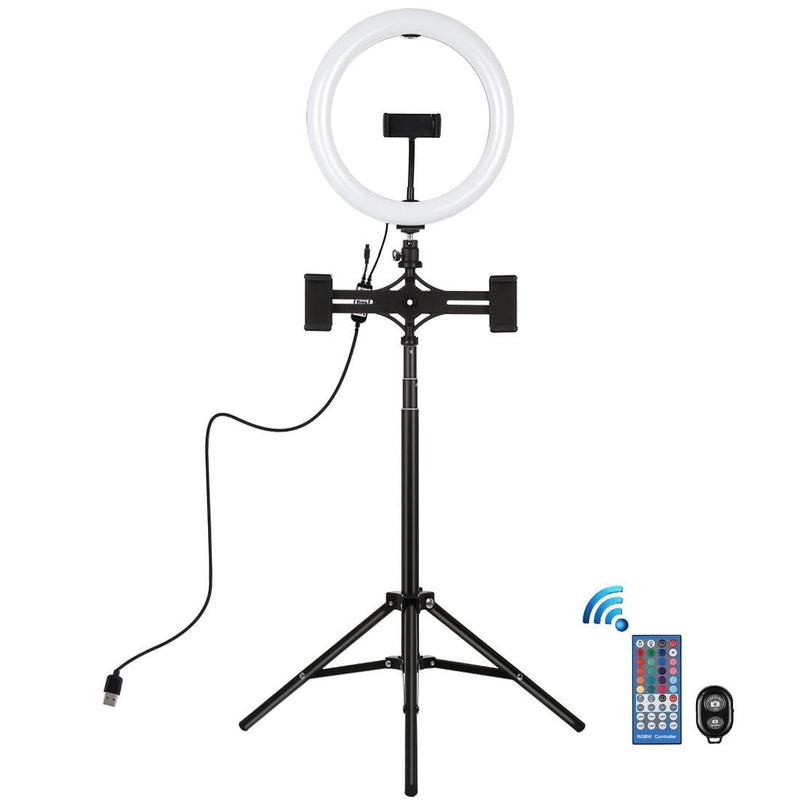 10.2 Rgbw Led Ring Light Kit With Tripod And Phone Mount