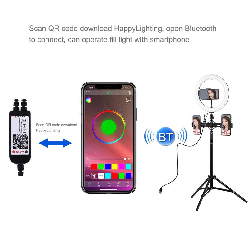 10.2 Rgbw Led Ring Light Kit With Tripod And Phone Mount