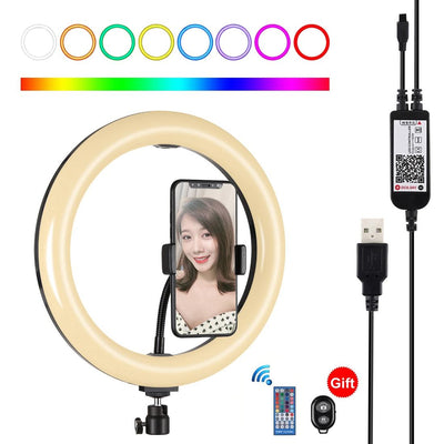 10.2 Curved Led Ring Light With Tripod & Remote For Vlogging & Photography - Black