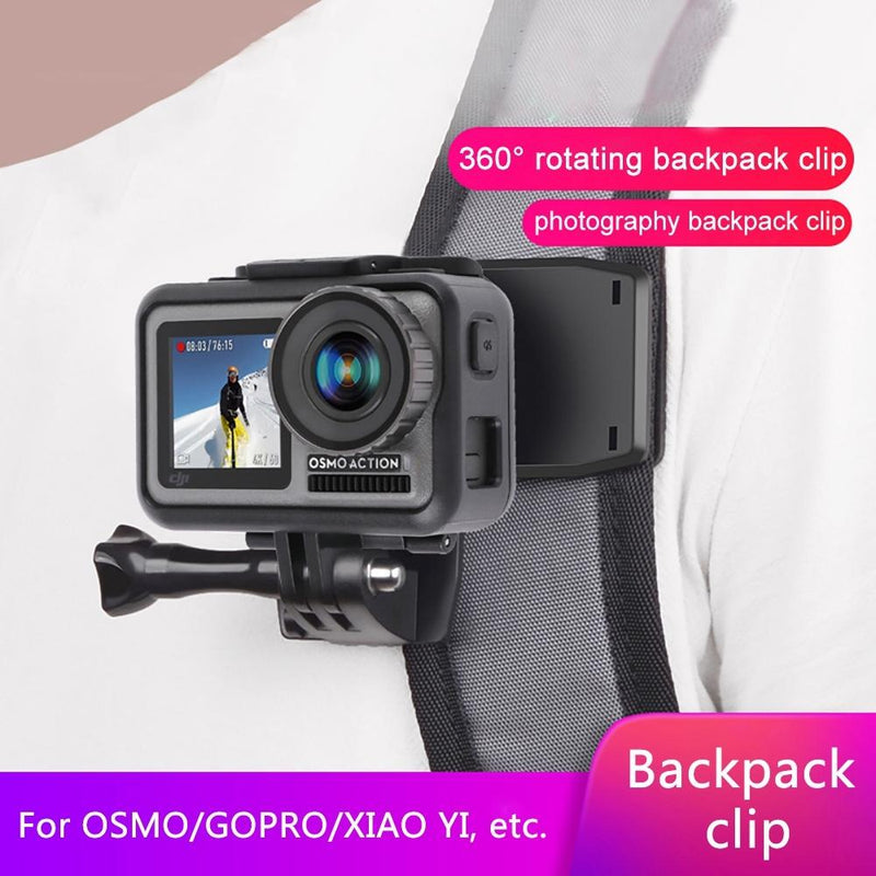 360 Degree Rotation Backpack Mount For Gopro Dji Xiaoyi & Other Action Cameras