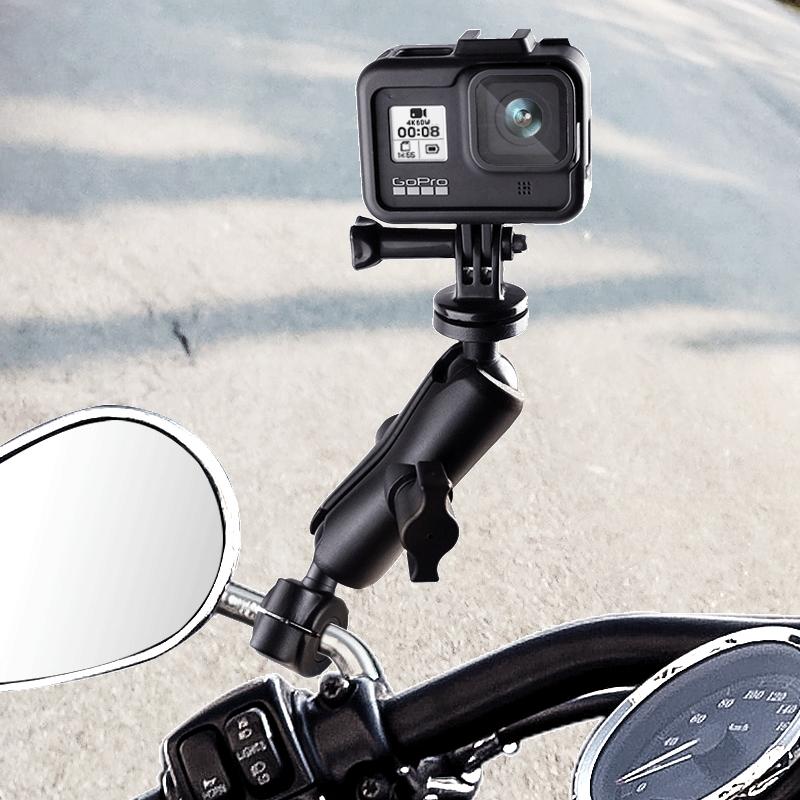 25Mm Ball Head Motorcycle Rearview Mirror Mount Holder For Gopro Insta360 Dji Action And Other Action Cameras