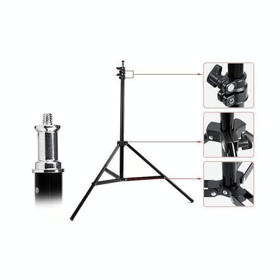 Aluminum Light Stand For Studio Flash - 1.9M Height - Black