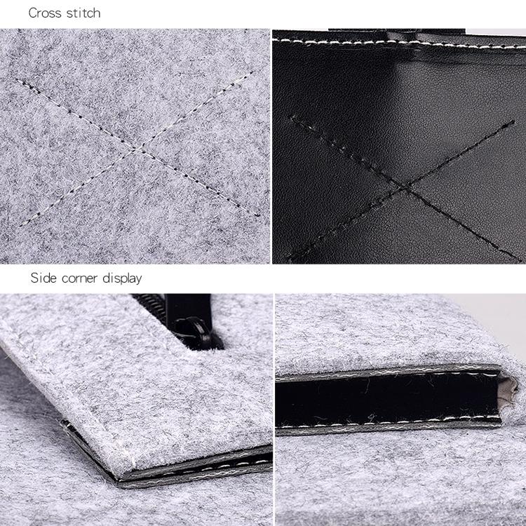 Versatile Felt Laptop Inner Bag with Button Closure - Black