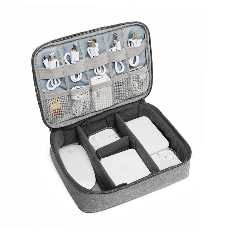 Versatile Headphone Charger & Data Cable Storage Bag - Single Layer - 23x16x7cm - Black