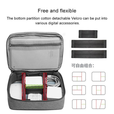 Versatile Headphone Charger & Data Cable Storage Bag - Single Layer - 23x16x7cm - Black