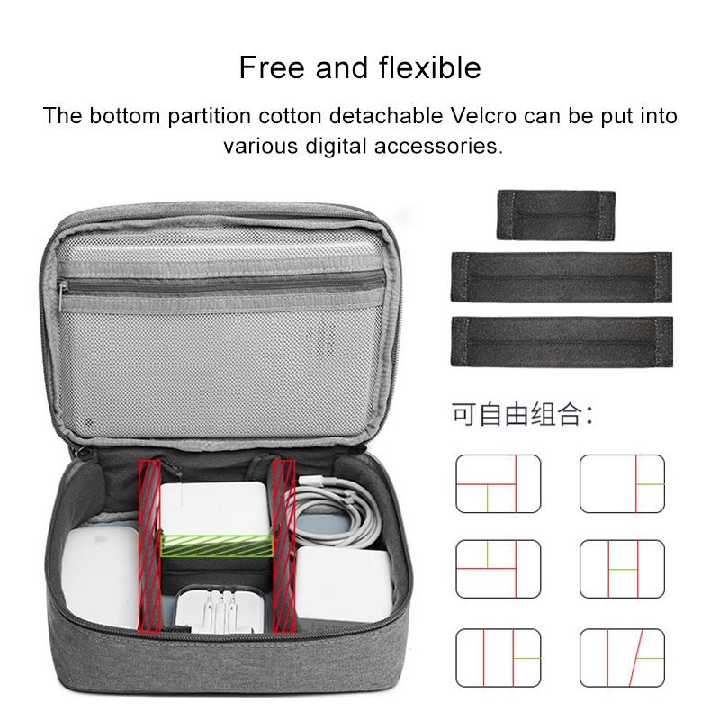 Versatile Headphone Charger & Data Cable Storage Bag - Single Layer - 23x16x7cm - Black