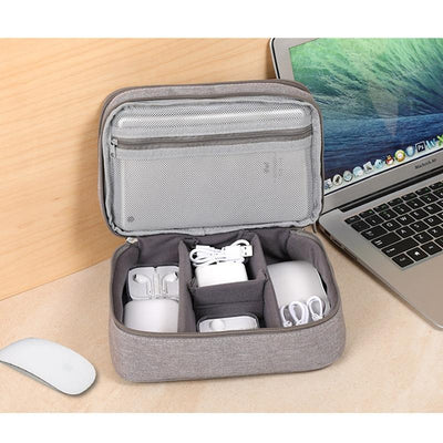 Versatile Headphone Charger & Data Cable Storage Bag - Single Layer - 23x16x7cm - Black