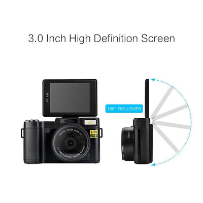 3.0 Flip Screen Vlog Camera with 4x Zoom - Black