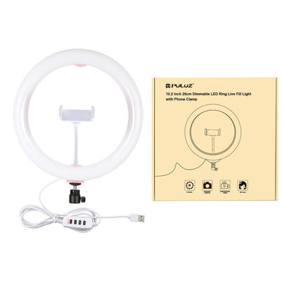 26Cm Usb 3 Modes Dimmable Led Ring Light With Phone Clamp