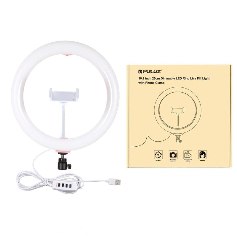 26Cm Usb 3 Modes Dimmable Led Ring Light With Phone Clamp