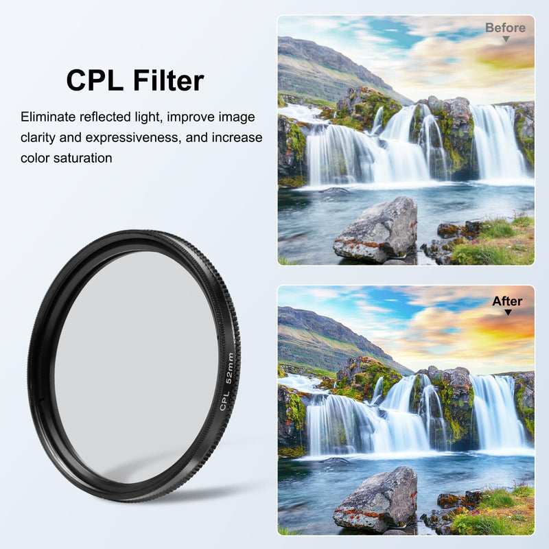 52mm Cpl Uv Lens Filter + Adapter Ring for Gopro Hero12
