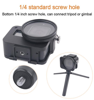 Aluminum Protective Cage With Insurance Frame And 52Mm Uv Lens For Gopro Hero7 / 6 / 5 - Black