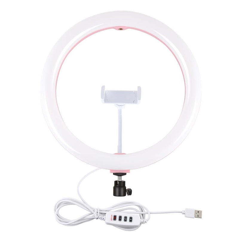 30Cm Usb Dual Colour Led Ring Light With Phone Clamp - Black