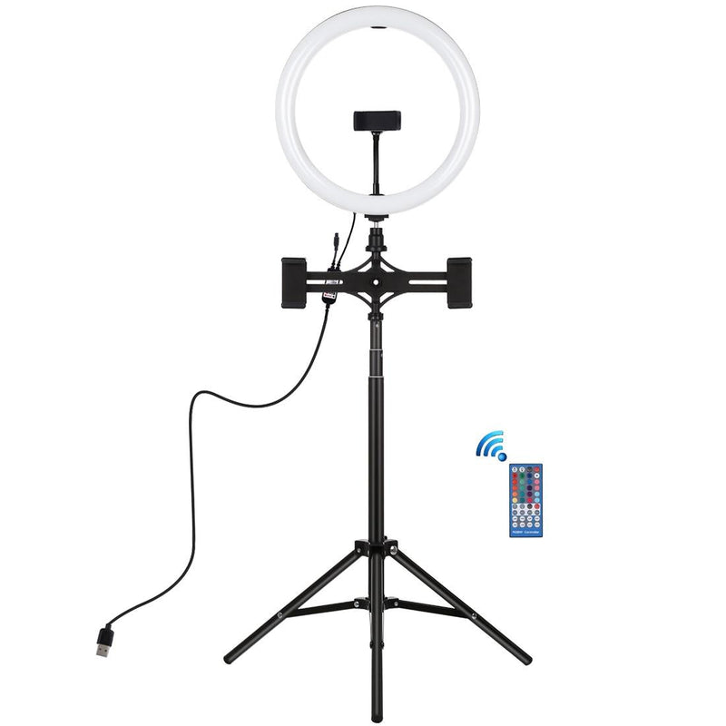 11.8 Rgbw Led Ring Light Kit with Mount Dual Phone Brackets and Remote Control