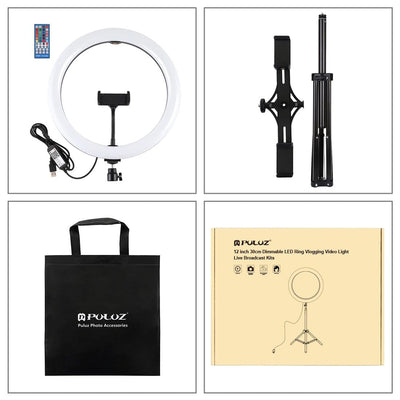 11.8 Rgbw Led Ring Light Kit with Mount Dual Phone Brackets and Remote Control