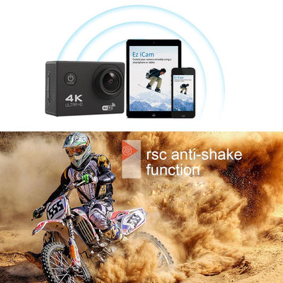 170 Degree Wide Angle Wifi Action Camera With Waterproof Case - Supports 64Gb Micro Sd - Black