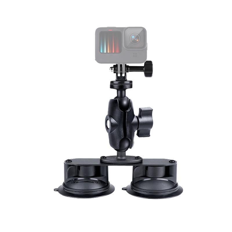 Universal Dual Suction Cup Mount for Action Cameras and Smartphones