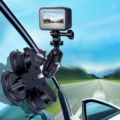 Universal Dual Suction Cup Mount for Action Cameras and Smartphones