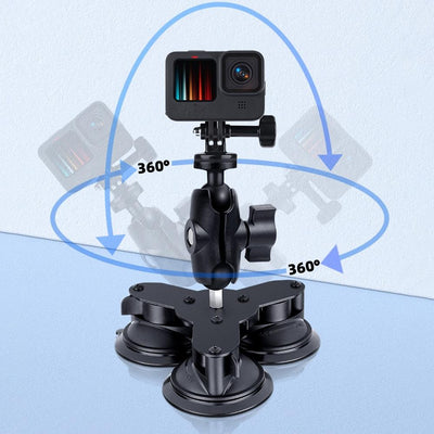 Universal Dual Suction Cup Mount for Action Cameras and Smartphones
