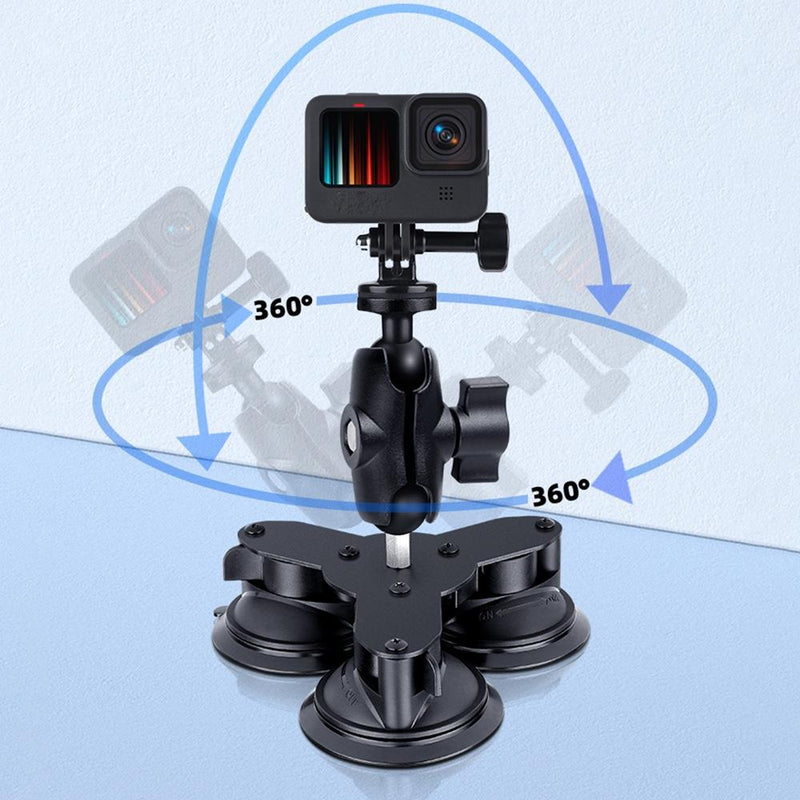 Universal Dual Suction Cup Mount for Action Cameras and Smartphones