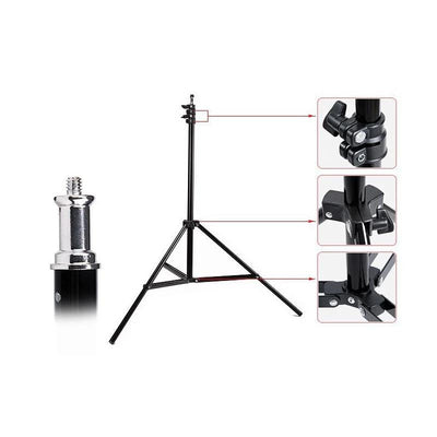 Aluminum Light Stand For Studio Flash - 2.0M Height - Black