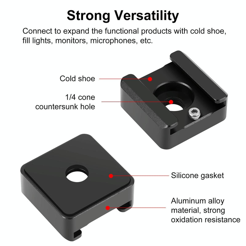 Aluminum Cold Shoe Mount For Microphone Or Flash Light - Black