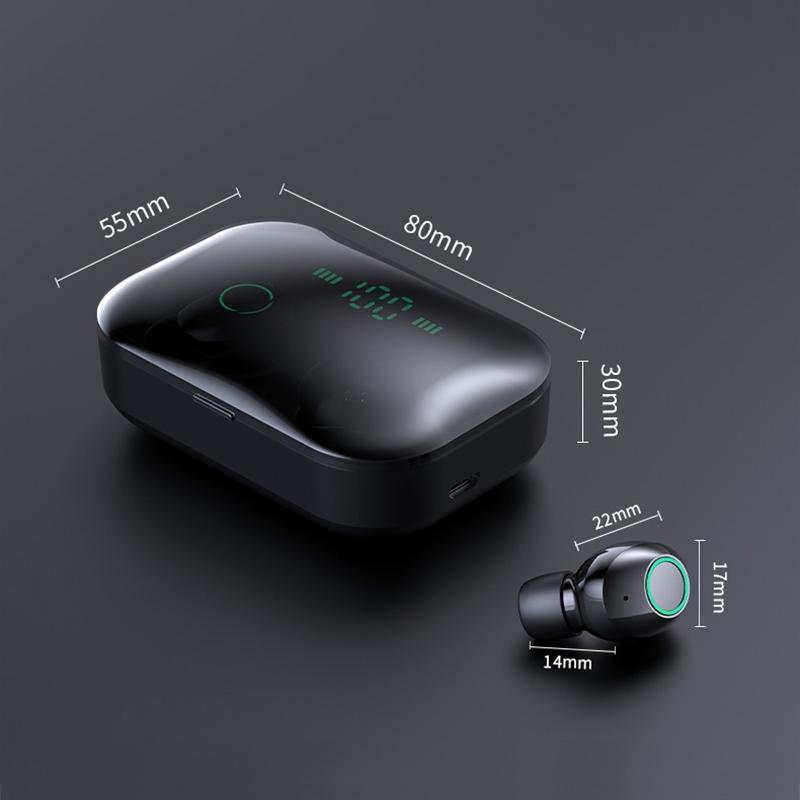 Wireless Stereo Bluetooth Headset with Charging Case and Digital Display - M7 Tws V5.0 - Black