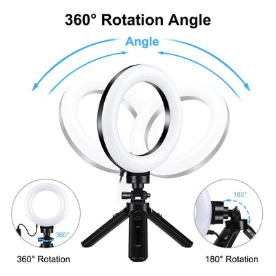 Usb 3 Modes Dimmable Led Ring Light & Pocket Tripod Kit with Cold Shoe Ball Head - 4.7 Inch Diameter