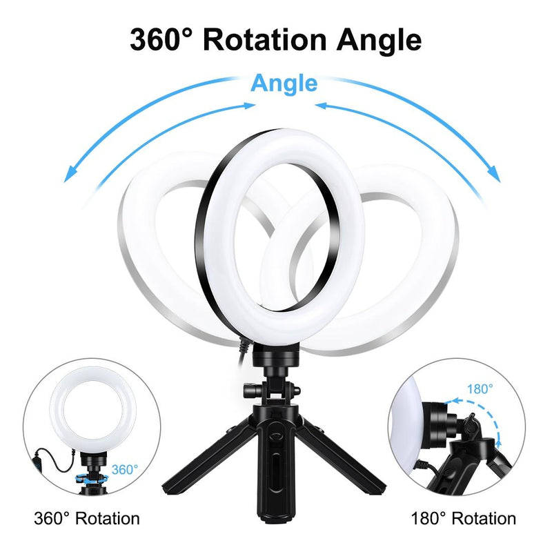 Usb 3 Modes Dimmable Led Ring Light & Pocket Tripod Kit with Cold Shoe Ball Head - 4.7 Inch Diameter