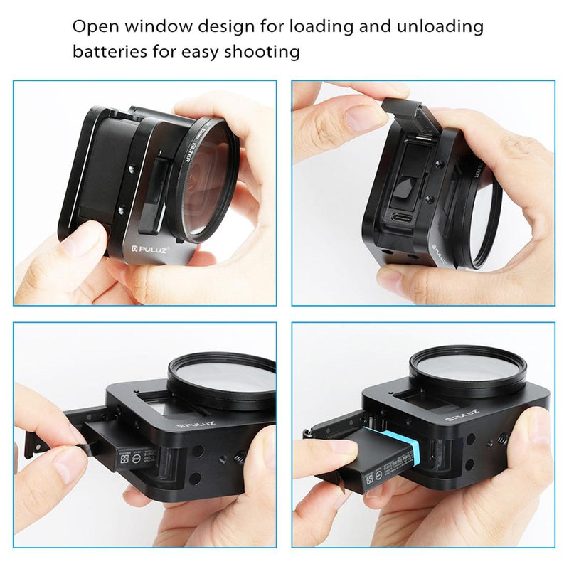 Aluminum Alloy Protective Cage With Insurance Frame And 52Mm Uv Lens For Gopro Hero8