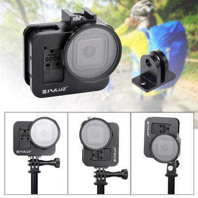 Aluminum Alloy Protective Cage With Insurance Frame And 52Mm Uv Lens For Gopro Hero8