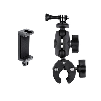 Adjustable Action Camera Clamp with 360 Rotation and Phone Holder