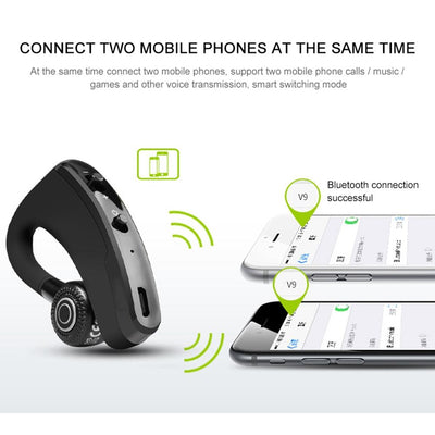 V9 Wireless Bluetooth Headset with Mic for Drivers - Black