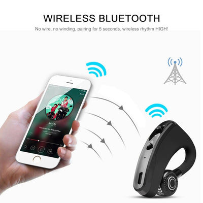V9 Wireless Bluetooth Headset with Mic for Drivers - Black