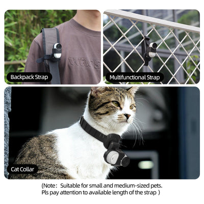 Insta360 Go 3s / Go 3 Sunnylife Camera Strap with Magnetic Mount and Silicone Wristband for Drone and Backpack - Black Stripe