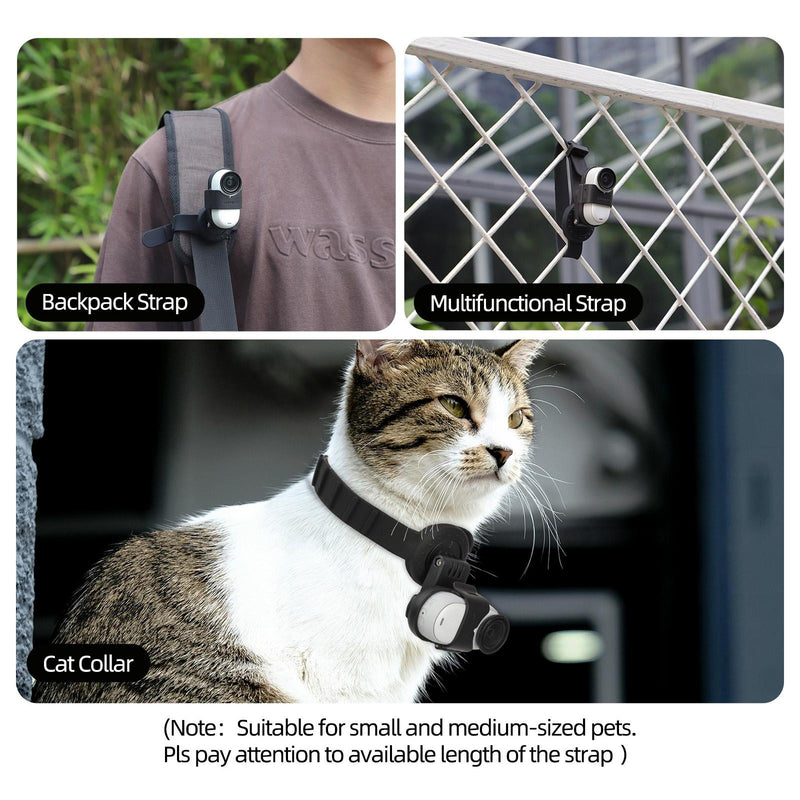 Insta360 Go 3s / Go 3 Sunnylife Camera Strap with Magnetic Mount and Silicone Wristband for Drone and Backpack - Black Stripe