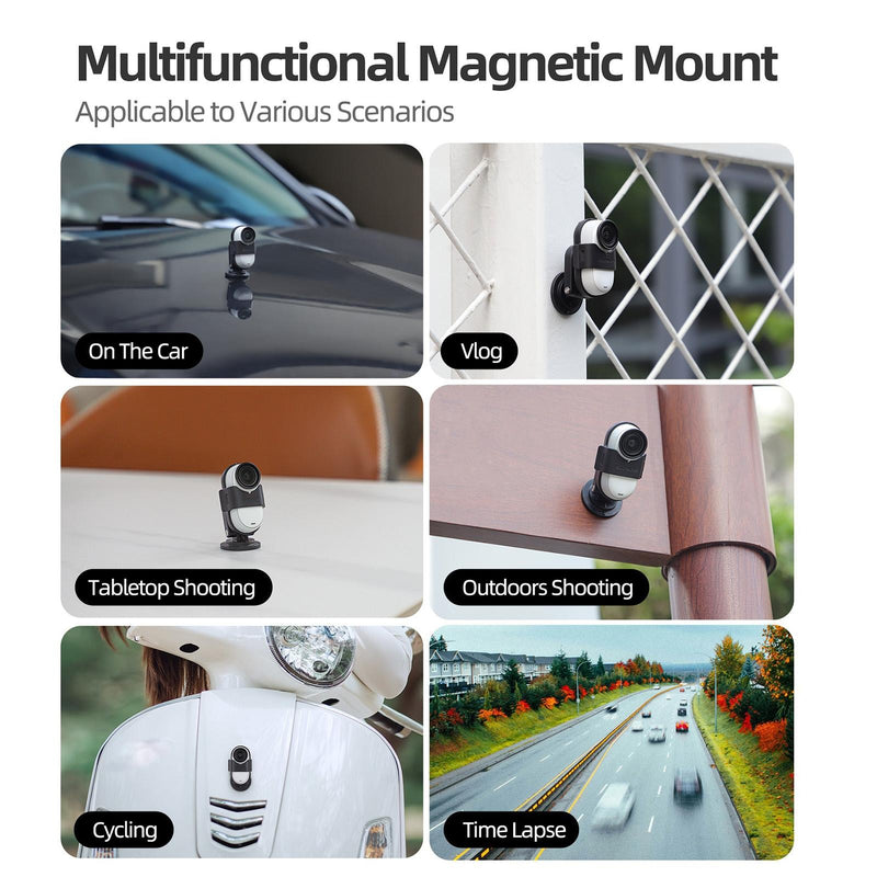 Insta360 Go 3s / Go 3 Sunnylife Camera Strap with Magnetic Mount and Silicone Wristband for Drone and Backpack - Black Stripe