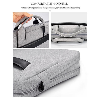 Expandable Laptop Bag - Waterproof Oxford Cloth Detachable Shoulder Strap - Black