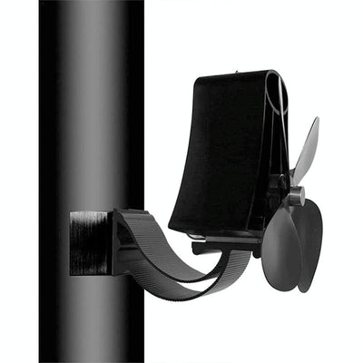 4-blade Heat Powered Fireplace Stove Fan - Aluminum - Black