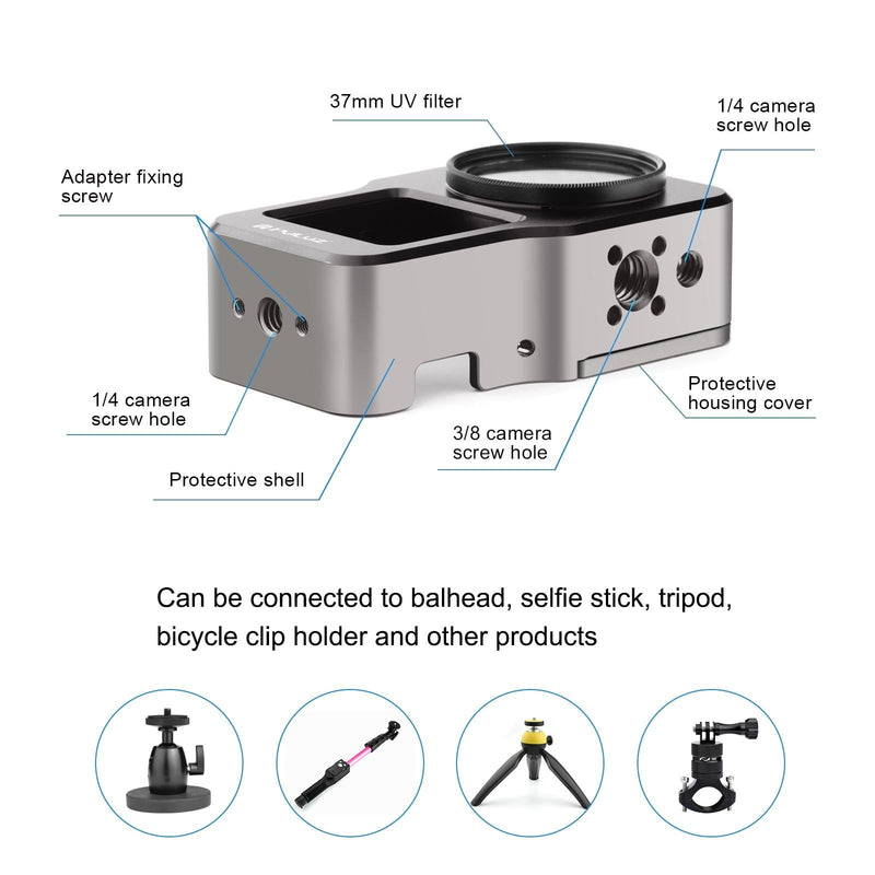 Aluminum Cage For Dji Action 2 - Cnc Alloy - Black