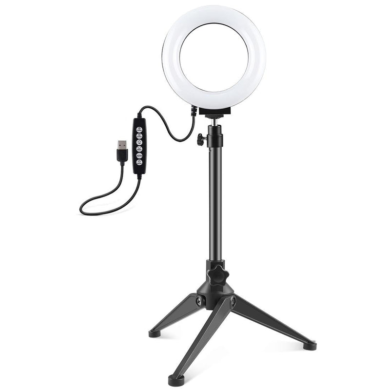 10 Mode Usb Led Ring Light with Tripod Mount and Cold Shoe Ball Head - 4.7 Inch Diameter