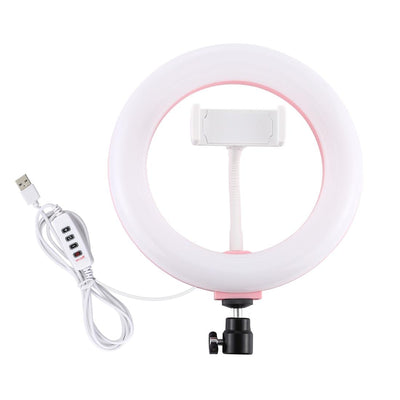20cm Usb Dual Colour Led Ring Light with Phone Clamp - Black