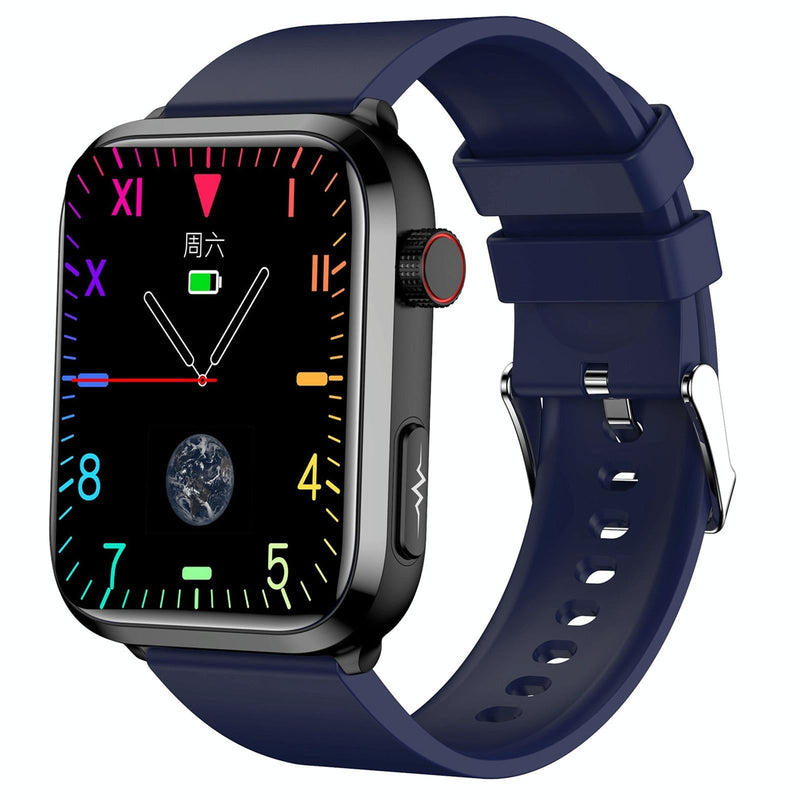 1.91 Inch Ips Screen Ip67 Waterproof Silicone Band Smart Watch Support Body Temperature Monitoring / Ecg - Black