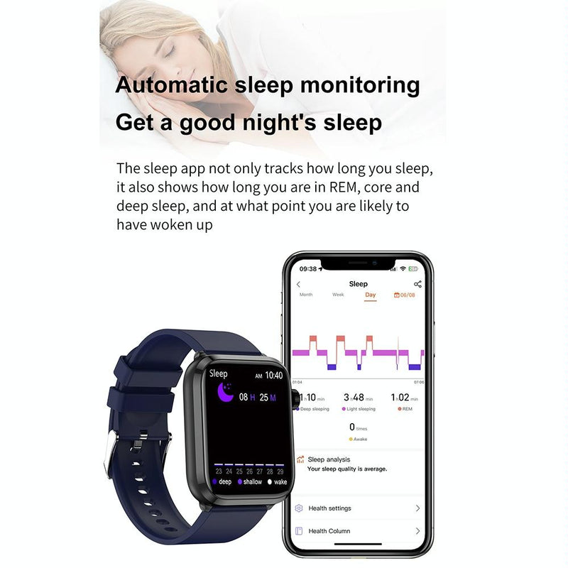 1.91 Inch Ips Screen Ip67 Waterproof Silicone Band Smart Watch Support Body Temperature Monitoring / Ecg - Black