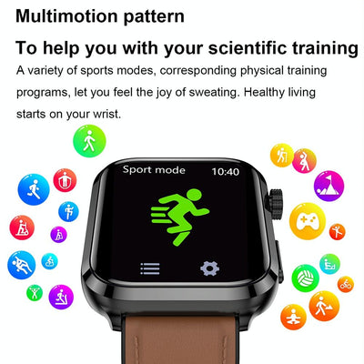 1.91 Inch Ips Screen Ip67 Waterproof Silicone Band Smart Watch Support Body Temperature Monitoring / Ecg - Black