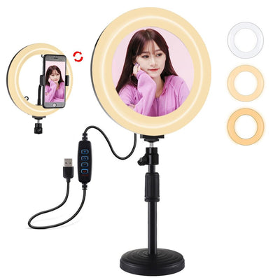 7.9 Dual-Colour Led Ring Light With Desktop Mount And Phone Clamp