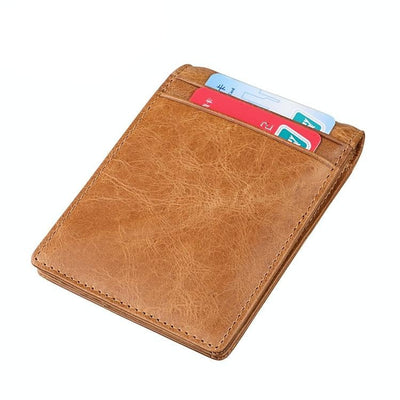 Anti-magnetic Leather Rfid Wallet - Sleek & Secure - Yellowish-Brown