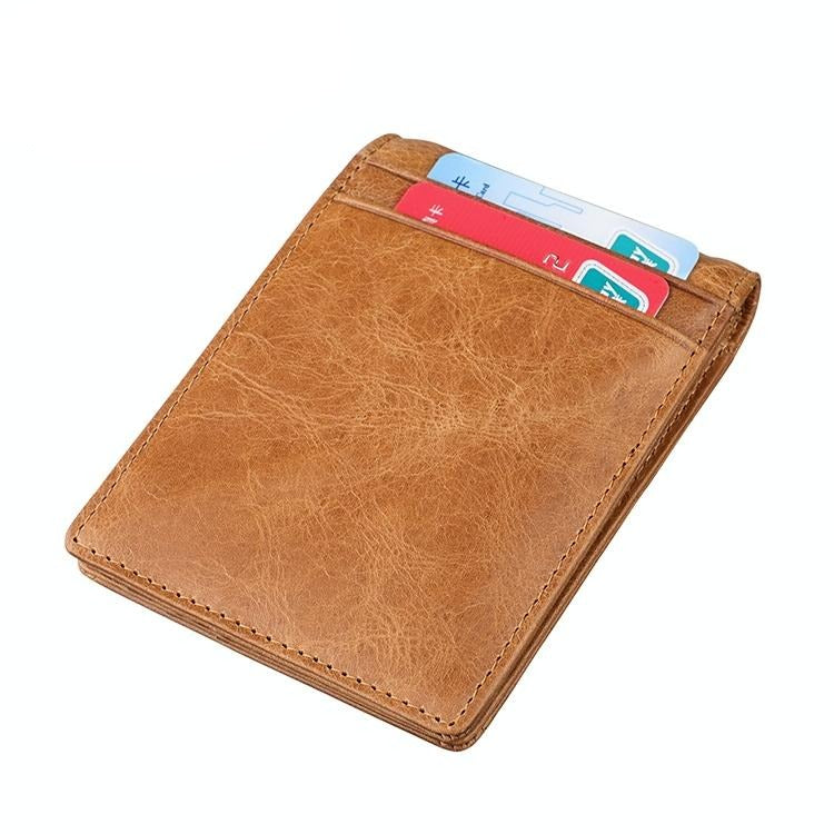 Anti-magnetic Leather Rfid Wallet - Sleek & Secure - Yellowish-Brown
