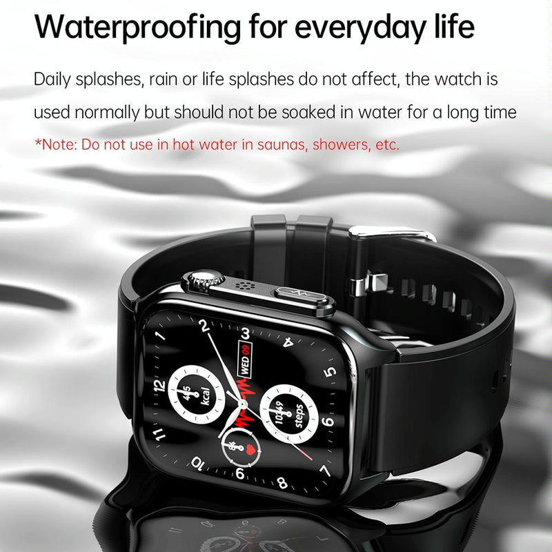 1.96 Inch Ip67 Waterproof Silicone Band Smart Watch Supports Ecg / Remote Families Care / Bluetooth Call / Body Temperature Monitoring - Blue