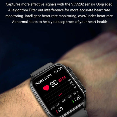 1.96 Inch Ip67 Waterproof Silicone Band Smart Watch Supports Ecg / Remote Families Care / Bluetooth Call / Body Temperature Monitoring - Blue